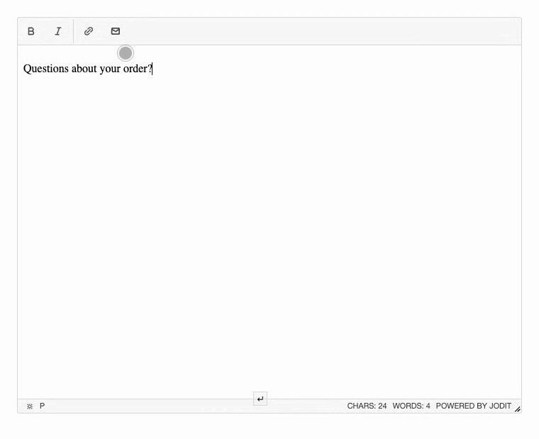 Inserting an email link with the short form and the "Additional" tab