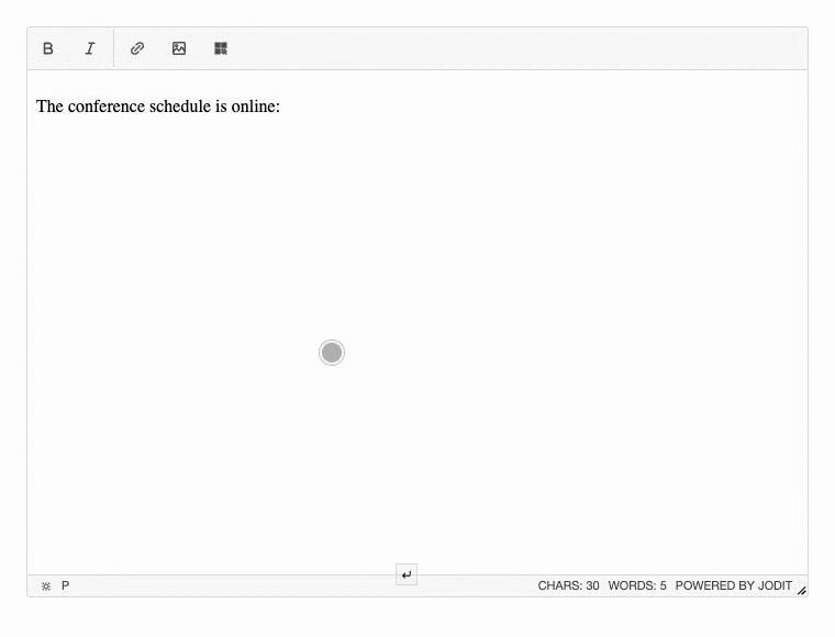 Inserting and editing a QR code in Jodit